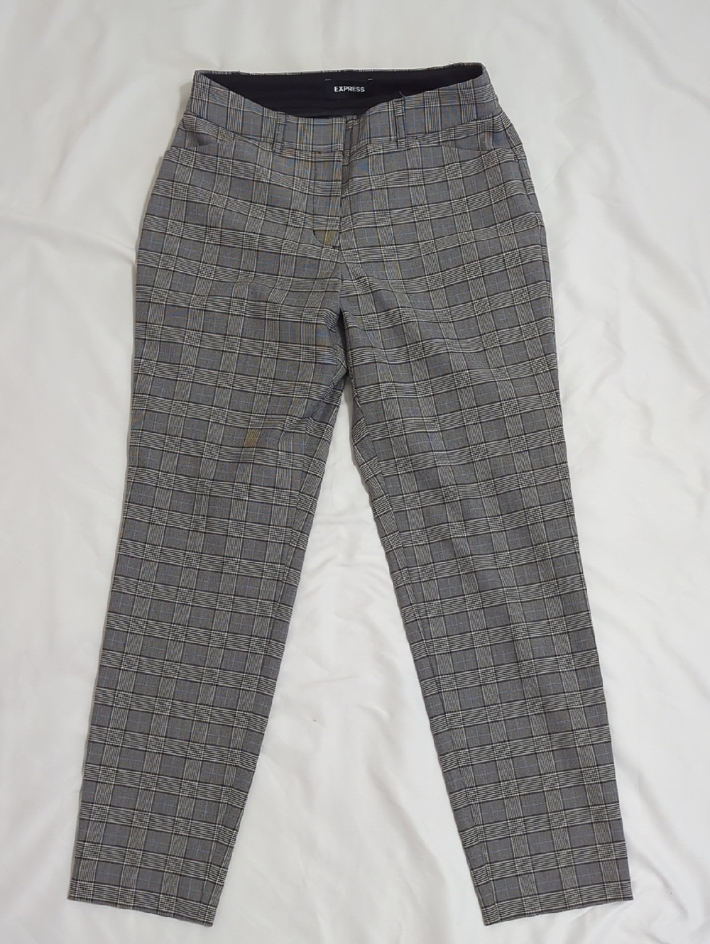 Express Publicist Mid Rise Ankle, Color Gray Plaid Size 4R